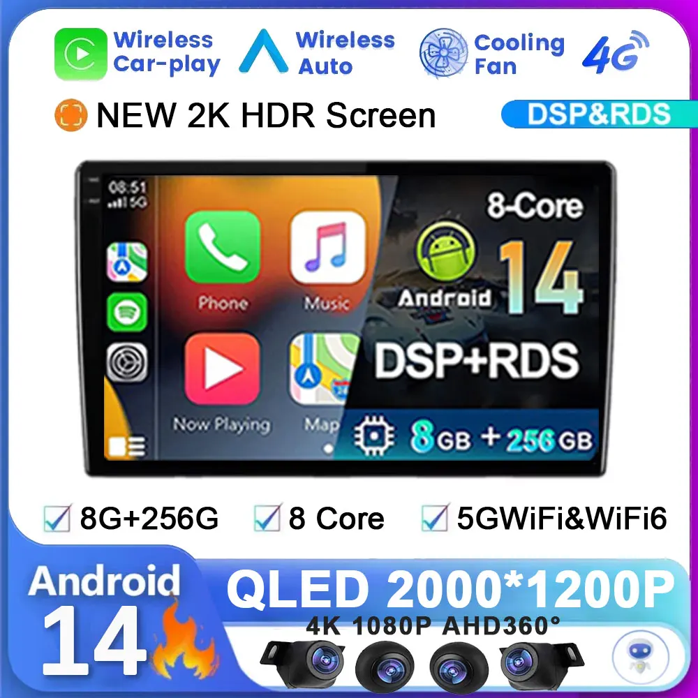 Автомагнитола на Android 14 для Kia Ceed 2006-2009 автомобильный радиоприемник Беспроводной