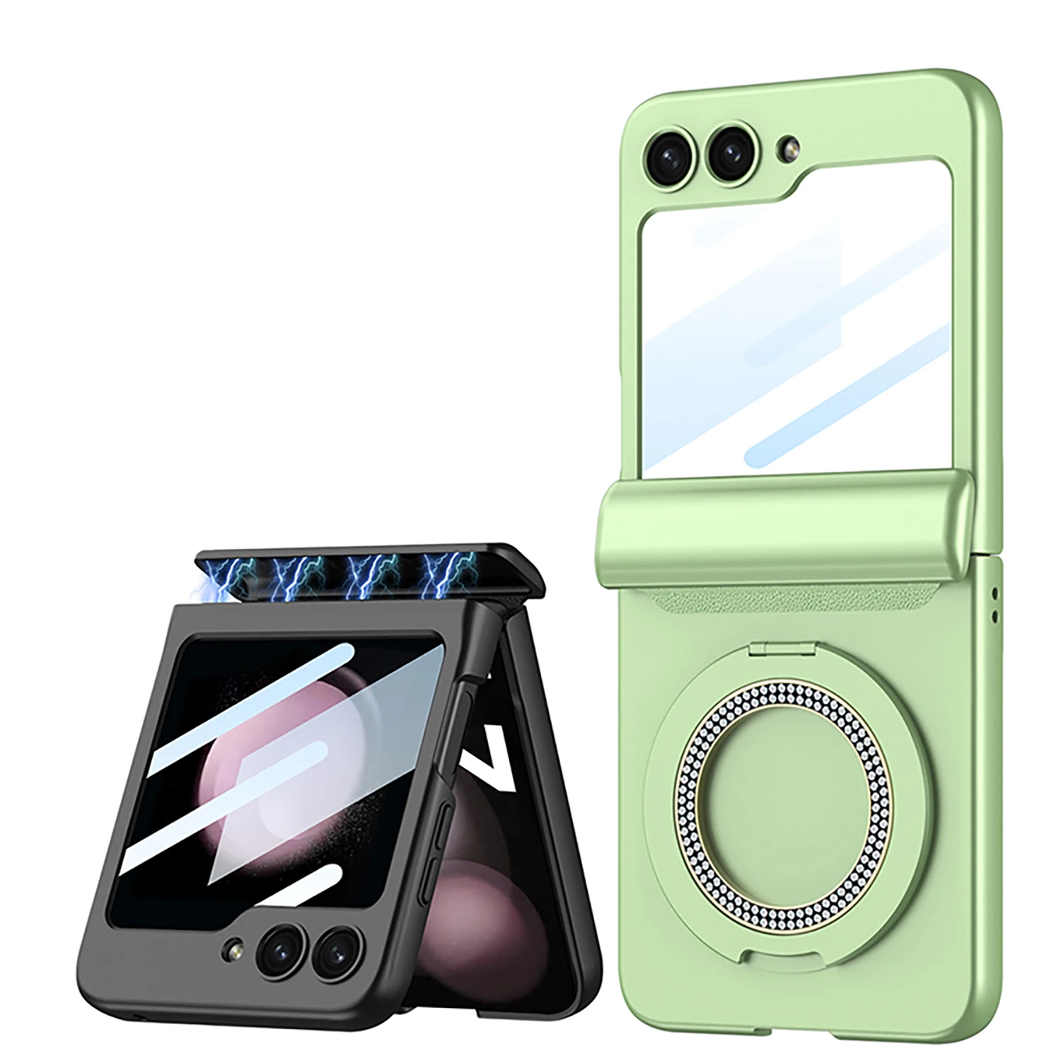 

For Magsafe Wireless Charging Magnetic Hinge Protection Hard PC Phone Cover for Samsung Galaxy Z Flip 5 Case with Bracket