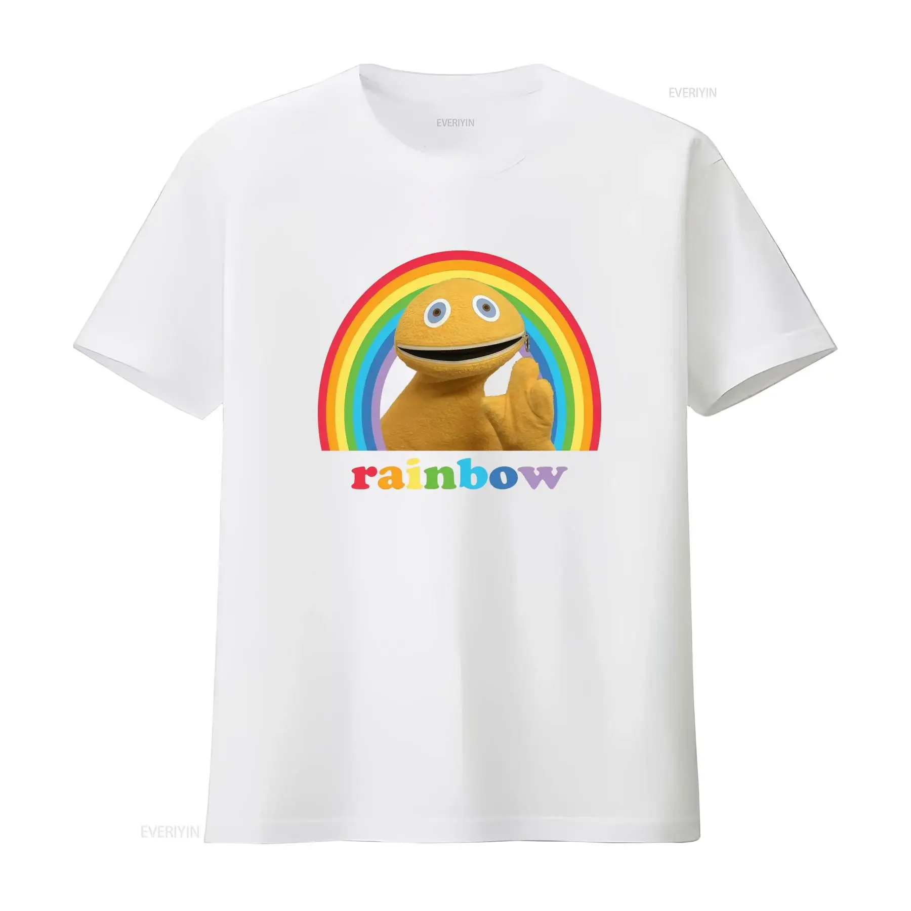 Фото Футболка Zippy Rainbow с культовым логотипом, повседневный дизайн с круглым вырезом, вдохновленный стилем, для круглогодичной носки, машинная стирка, черный винтажный цвет. №4