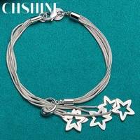 chshine 925 sterling silver star five snake chain bracelet for women fashion wedding engagement party charm jewelry