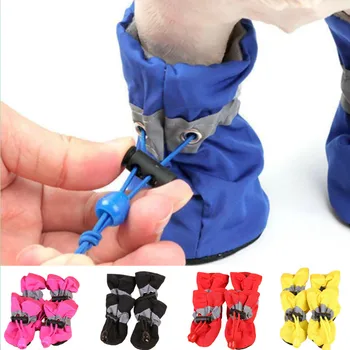 4pcs/set Waterproof Pet Dog Shoes Chihuahua Anti-slip Rain Boots Footwear For Small Cats Dogs Puppy Dog Pet Booties 1