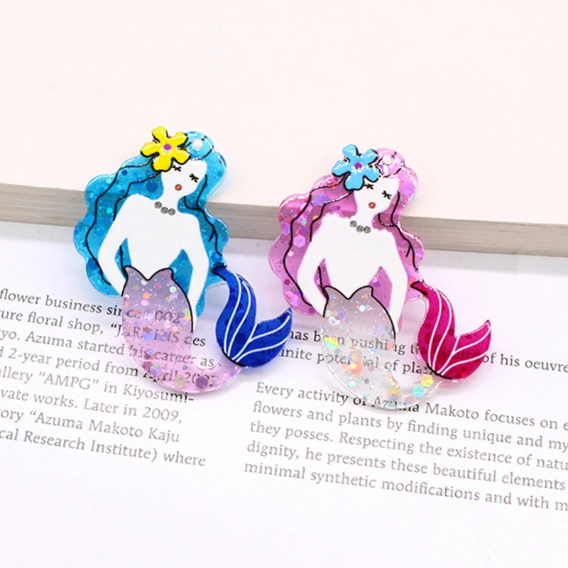 

10pcs New Beautyful Gliter Mermaid Acrylic Charms for Earring Necklace Bag Bracelet DIY Y2k Fashion Jewelry Accessories