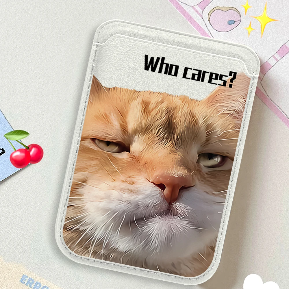 Фото Забавный держатель для карт Ginger Cat в стиле INS, магнитный тонкий кошелек-карман для телефона Magsafe для iPhone 17 16 Pro, чехол для Samsung №1