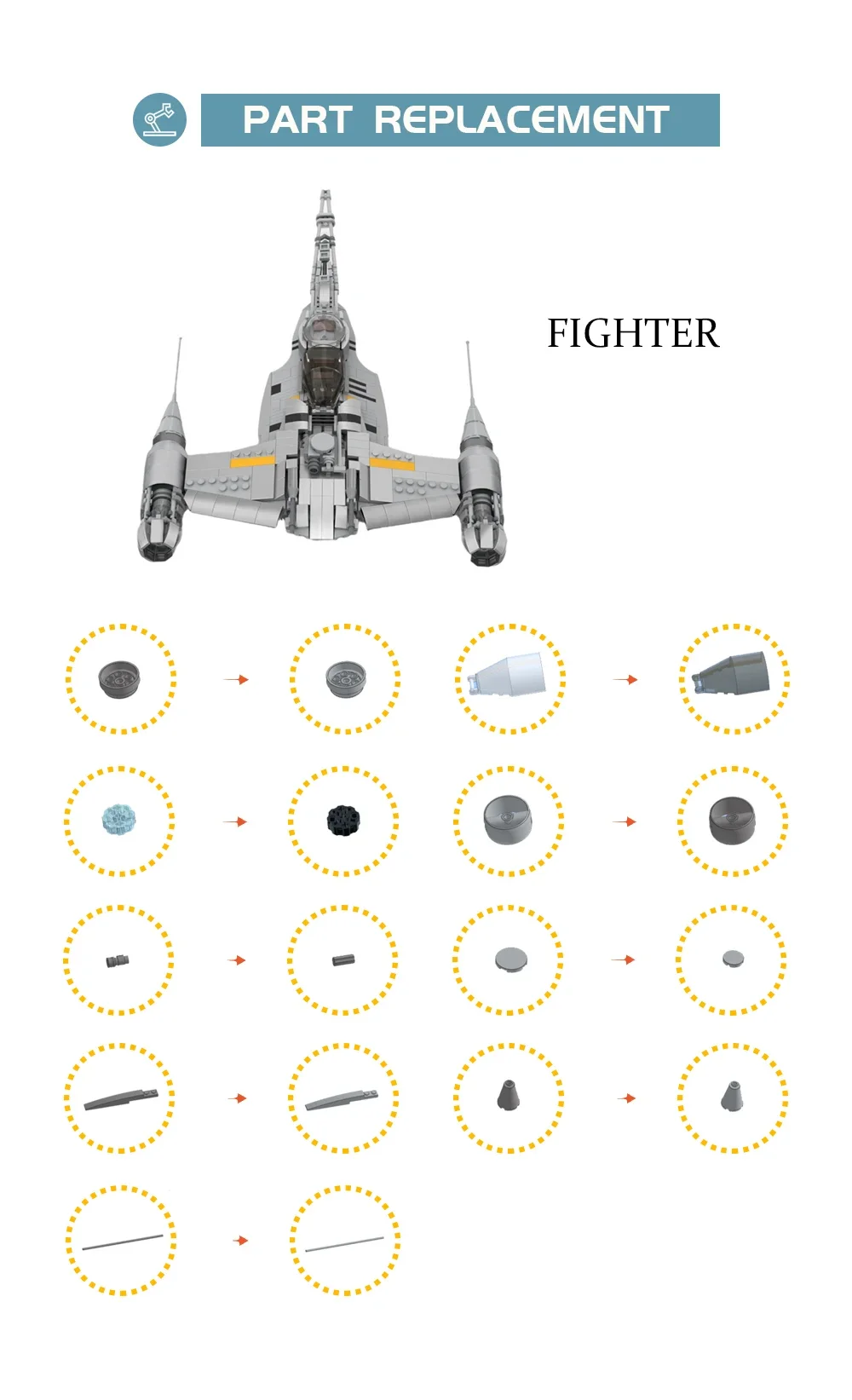 Конструктор MOC Rebel Fighter сапбэна Xanadu строительные блоки набор космических войн