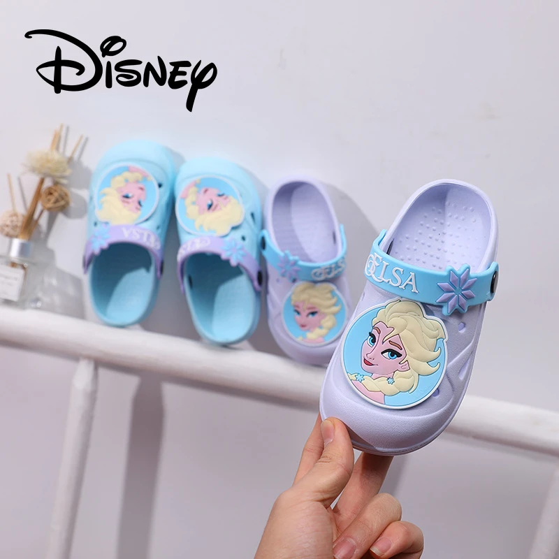 Disney Children Sandals Cartoon Princess Frozen Anna Elsa Sophia Print Summer Flips Flops Baby Girls Garden Shoes Kids Beach