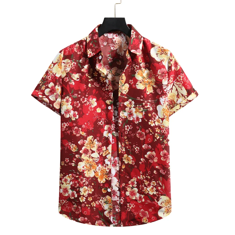 

Vintage Hawaiian Floral Shirt Men 2022 Summer New Short Sleeve Beach Shirts Men Tropical Aloha Shirts Holiday Vacation Clothing
