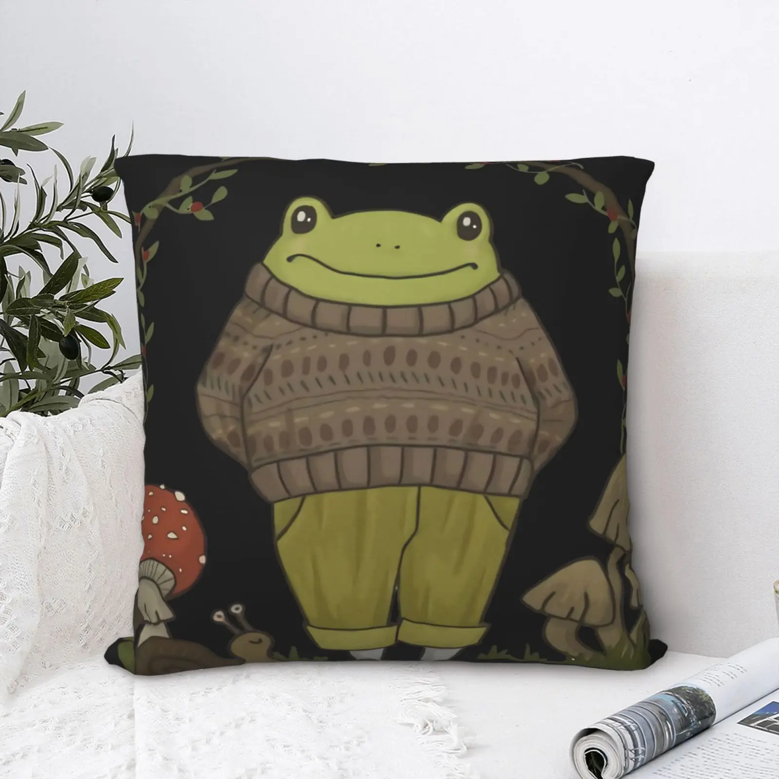 

Goblincore лягушка гриб хлопчатобумажная Подушка Чехол Dakimakura современные аксессуары для домашнего декора диванная Подушка Чехол подушки