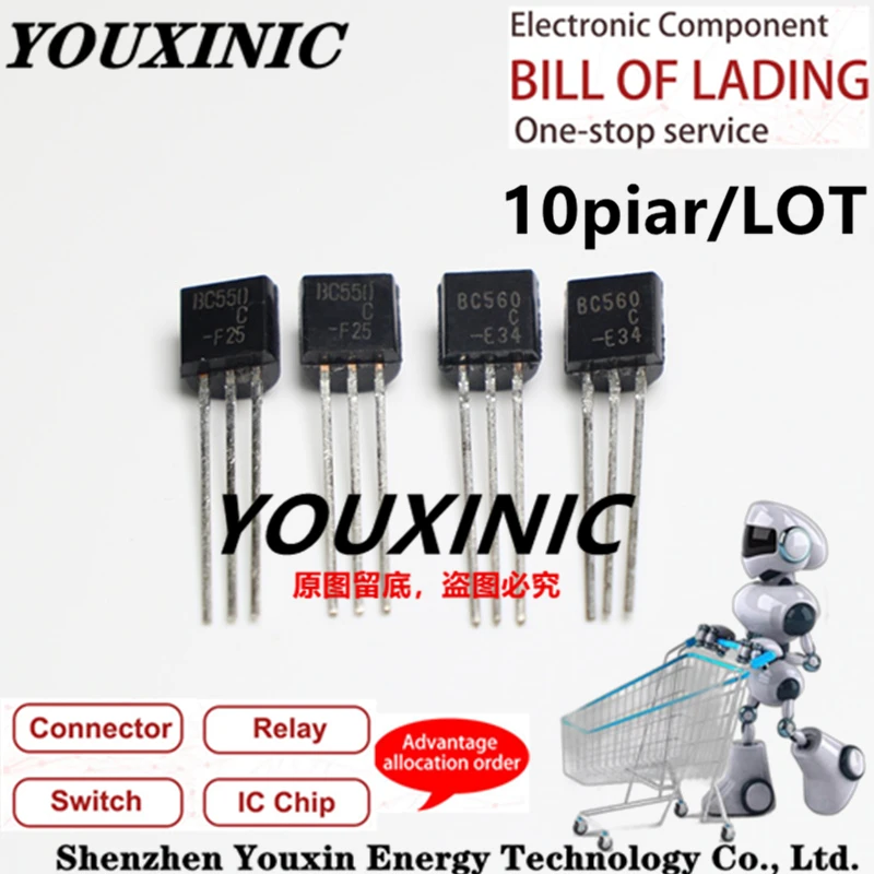 

YOUXINIC 10 Pair 100% New Imported Original BC550 BC560 BC550CG BC560CG BC550B BC560B TO-92 Low Noise Audio Triode