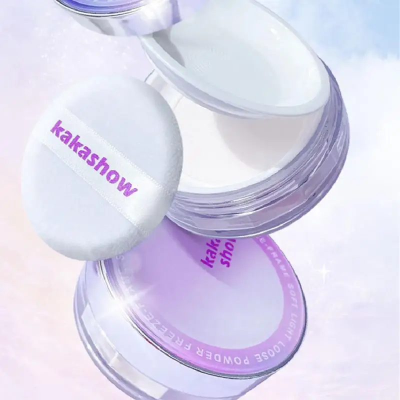

Kakashow Loose Powder With Puff Oil Control Concealer Fixed Makeup Powder Waterproof Breathable Beauty Products Facial Makeup