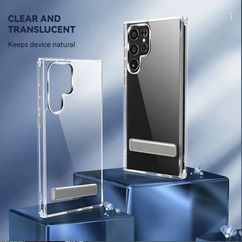 Прозрачный чехол UYUXIO с подставкой для мобильного телефона Samsung Galaxy S25 Ultra Plus S24 S23 FE S22, чехлы-подставки, задняя крышка с держателем
