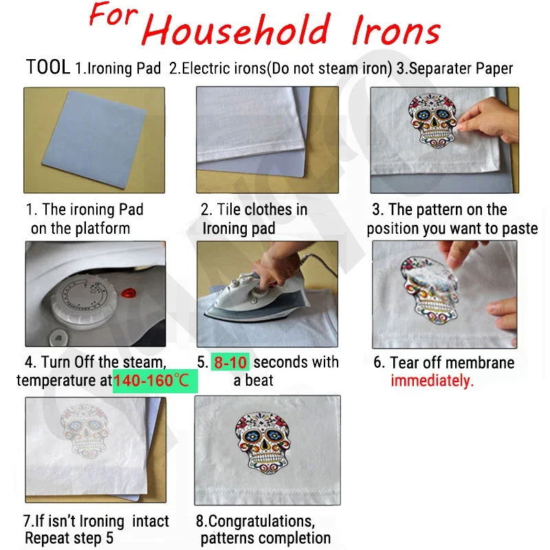 Акварельные черепа теплопередача клейкие нашивки для одежды модные наклейки