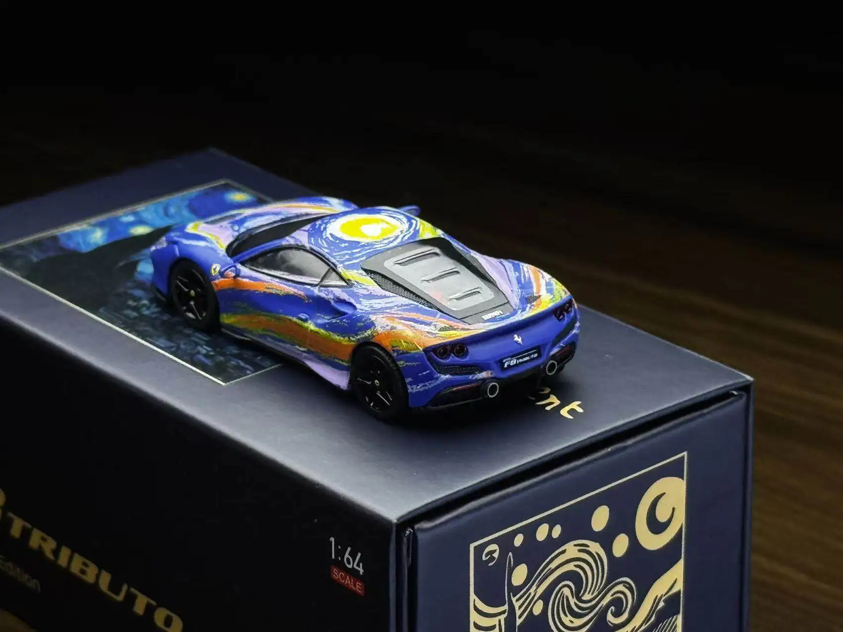 Фото Коллекционная модель спортивного автомобиля Karium Diecast Ferrari F8 Tributo в масштабе 1/64, литая под давлением, из сплава, модель гоночного автомобиля Ferrari F8 Starry Sky для демонстрации №4
