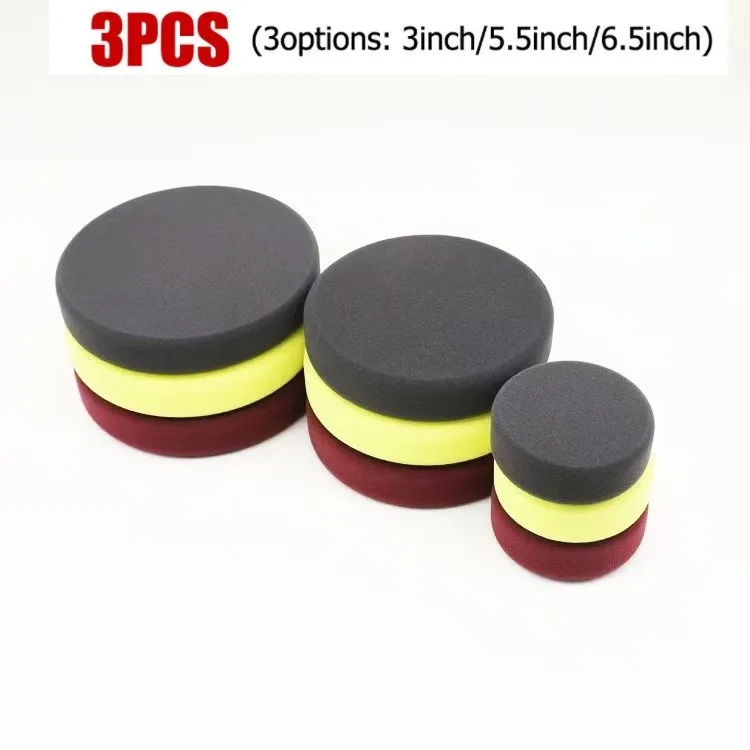 

3PCS Sponge Buffing Pads Foam Polishing Pads Kit Sanding Disc For Car Waxing Power Tool Accessories