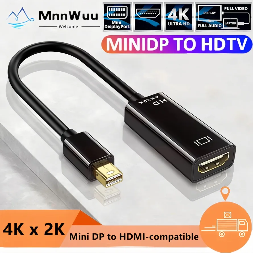 Фото Адаптер, совместимый с Mini DP на HDMI, преобразователь Thunderbolt на 4K HDMI, для MacBook Surface, ноутбука, ТВ, монитора, проектора №1