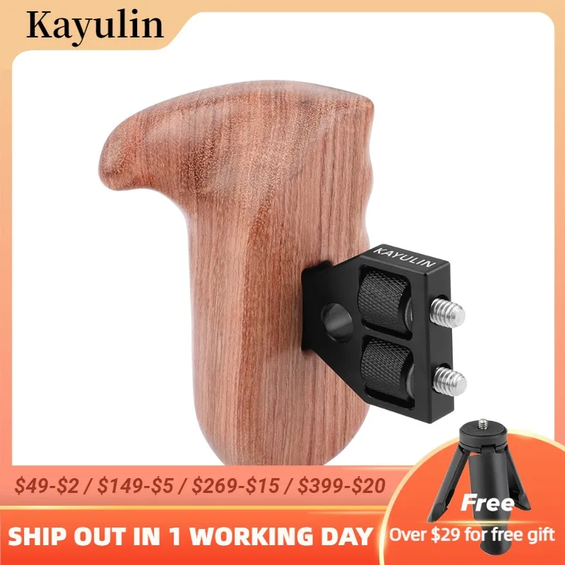 Kayulin Hand grip Wooden Handle Grip Left Side with 1/4 screw For DSLR Camera Cage Monitor Cage  (Brazilian Wood)