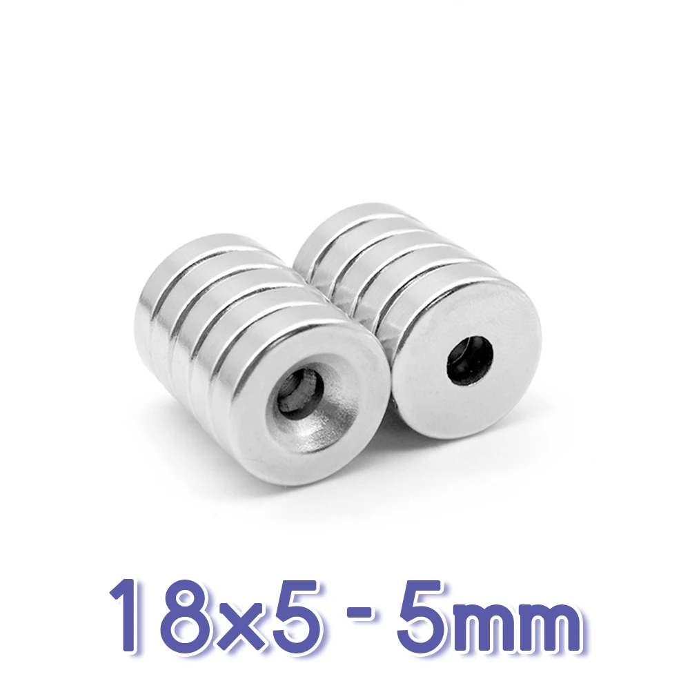 

5/10/15/20/30/50PCS 18x5-5 Disc Rare Earth Neodymium Magnets 18*5 mm Hole 5mm Countersunk Round Search Magnet 18x5-5mm 18*5-5