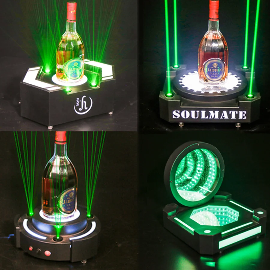 Glow Bar Rechargeable Color Flashing Wine Champagne Glorifier With Green Red Laser Light VIP Bottle Presenter Wine Display Rack