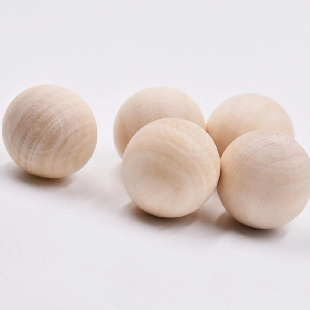 

30 Pcs 30MM Large Lotus Wood Mini Round Beads DIY Painting Carving Craft Accessories Without Hole (Wood Color)