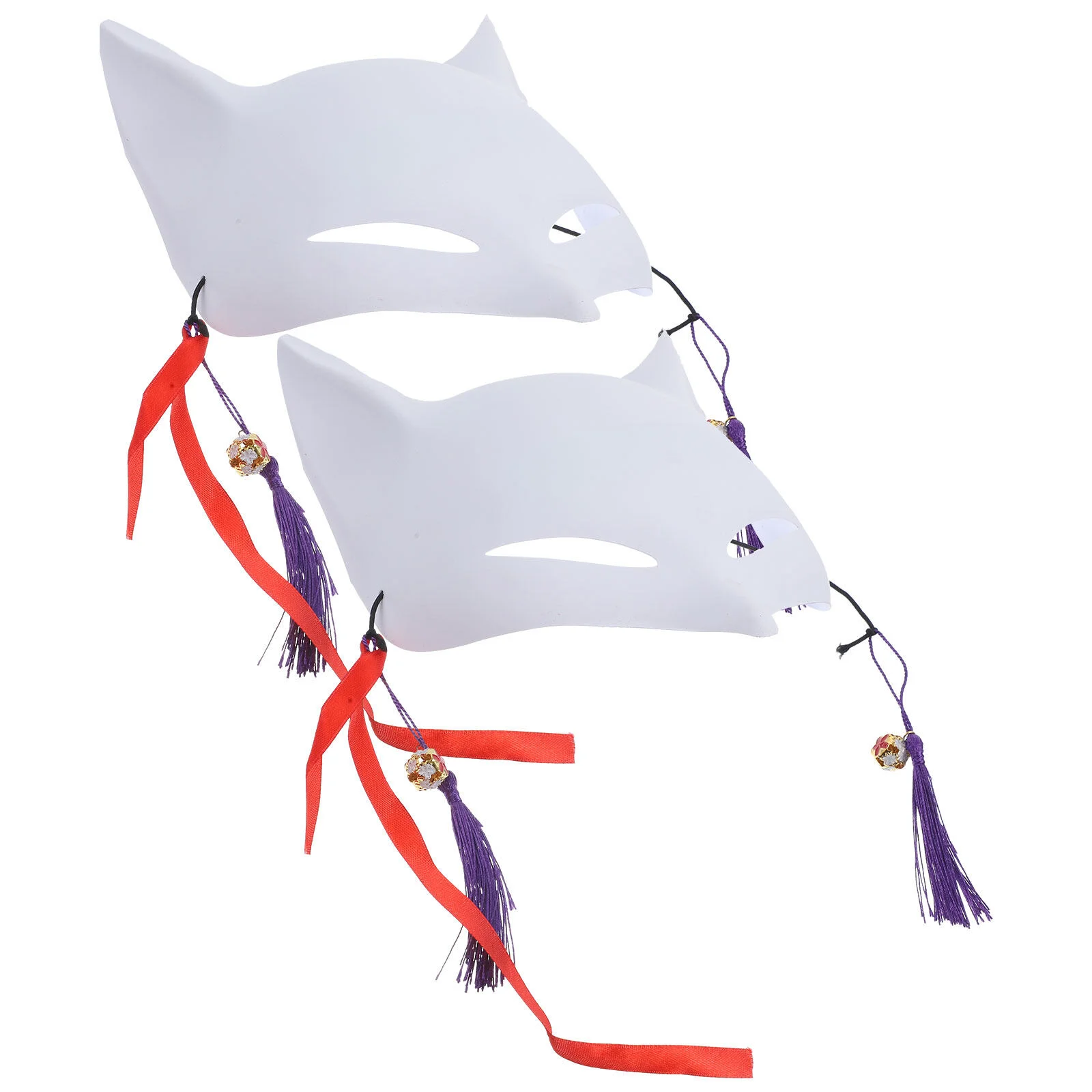 

2 Pcs Fox Demon Masquerade Mask Supplies Aldult Blank Masks For Women DIY Pvc Accessories Cosplay Miss Party