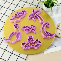 6pc dinosaur mould dinosaur cookie cutters set diy 3d candy chocolate fondant baking molds birthday baby shower party decoration