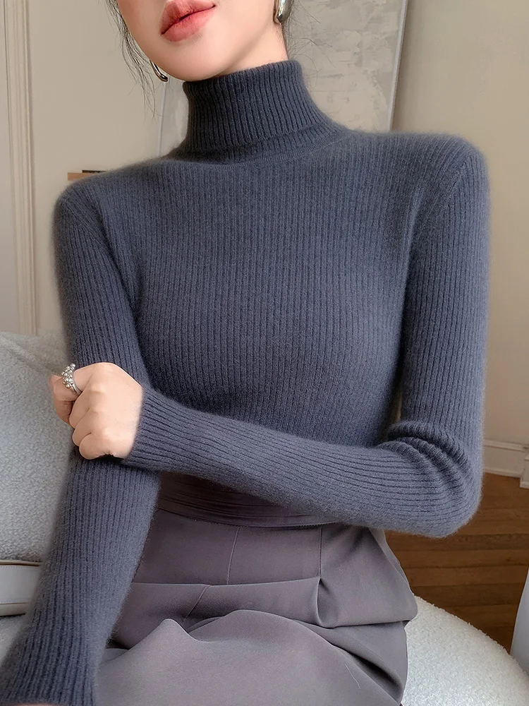 High-End Good-Looking Turtleneck sweater Women 2024 Autumn New Inner wear Slim fit Slimming Knitted Thickened Bottoming Shirt
