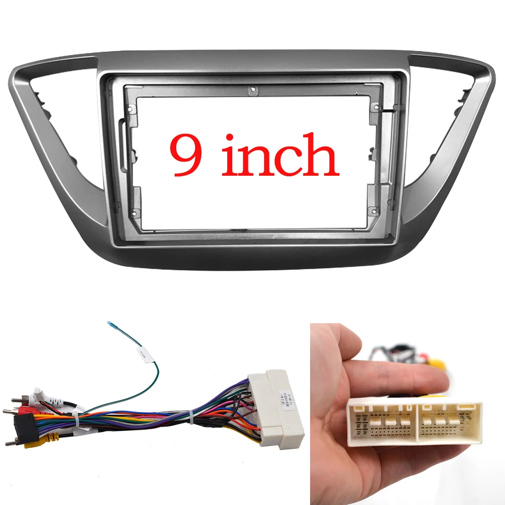 

BYNCG 9inch 2din Car Fascia For HYUNDAI SOLARIS ACCENT VERNA 2017 2018 Stereo Panel Dash Mount Installation Double Din DVD Frame