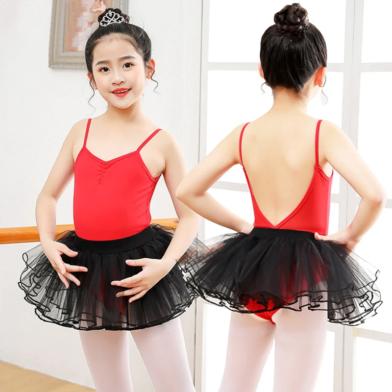 

Summer Ballet Leotard Tutu Skirt Suits Girls Dance Sets Costumes Mesh Splice Kids Clothing Backless Dancewear Gymnastic Party