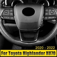 for toyota highlander xu70 2020 2021 2022 abs carbon car steering wheel button panel cover trim sticker decoration accessories