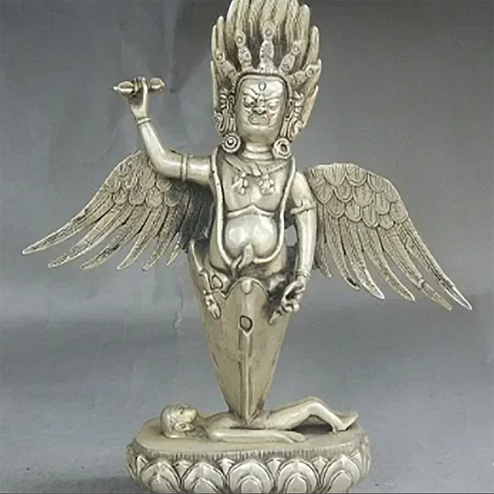 12-дюймовый старый тибетский буддизм королевское серебро крылья экзорцизма