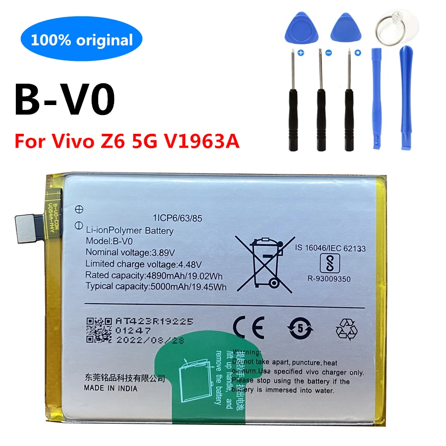 Новый оригинальный телефон, 5000 мАч, для Vivo Z6 Телефон, V1963A, Высококачественная запасная батарея для мобильного телефона