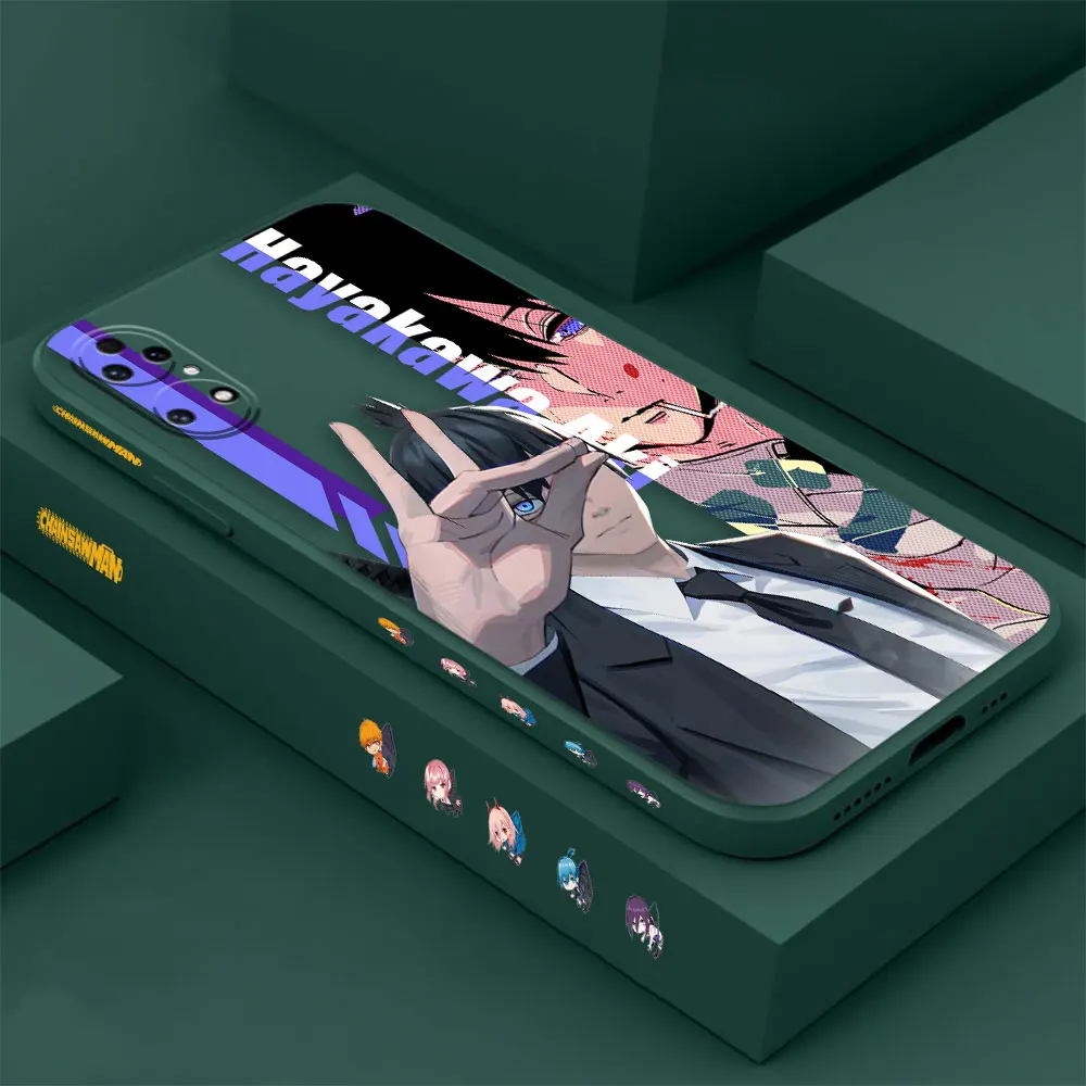 Anime Chainsaw Man Hayakawa Aki Phone Case For Huawei P60 P50 P40 P30 P20 Mate 50 40 30 20 20X 10 Colour Liquid Silicone Cover