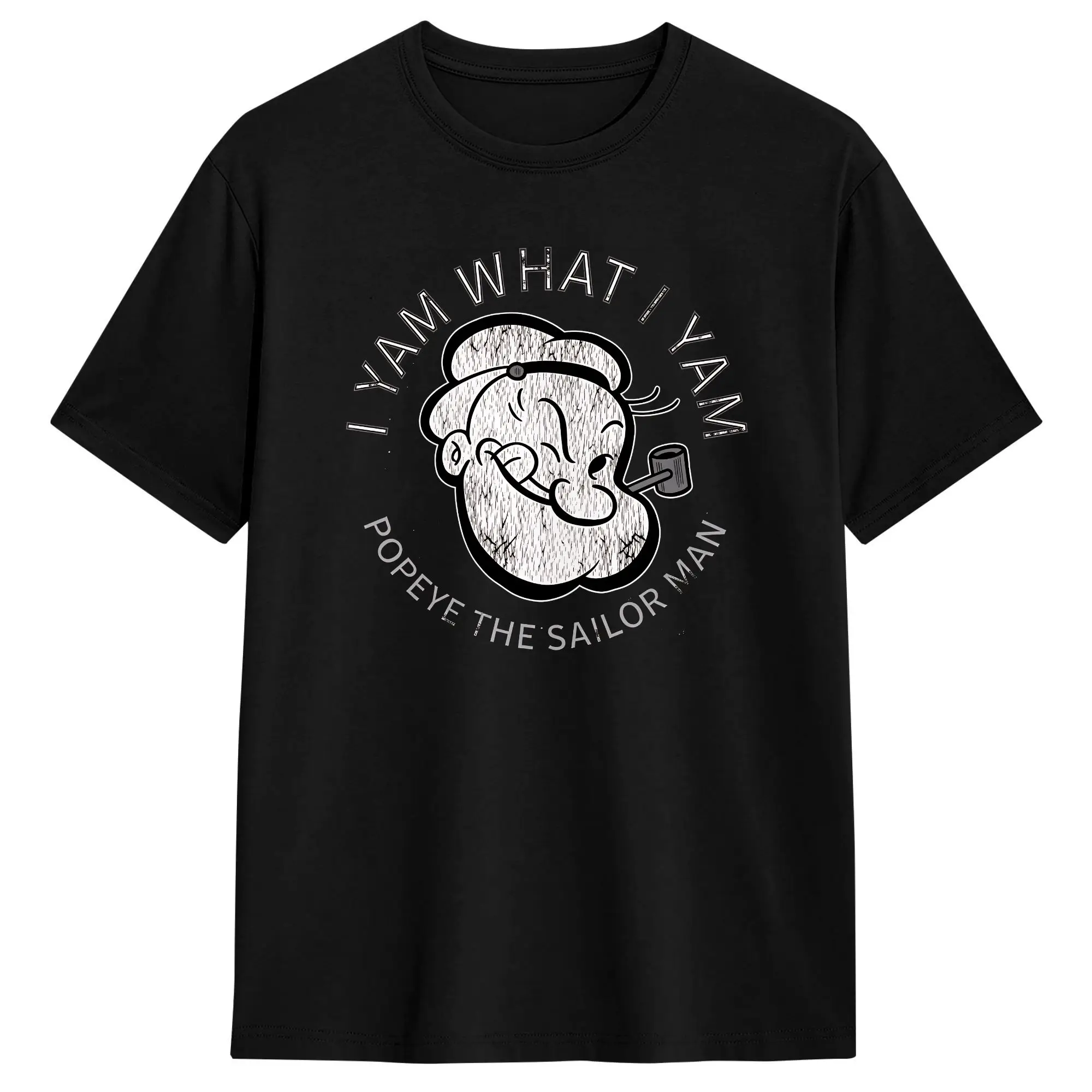 Фото Футболка Popeyed Sailor Man Quote What I Yam, трендовые футболки с короткими рукавами, уличная одежда, летние хлопковые футболки оверсайз №1