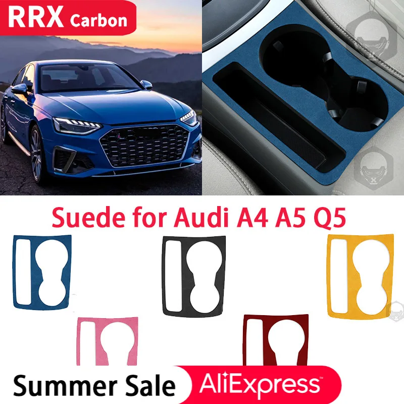 

RRX Car Turn fur Suede Interior Cupholder Center Control Decoration Cover for Audi A4 B8 A5 Q5 2008-2017 Car Styling Accessories