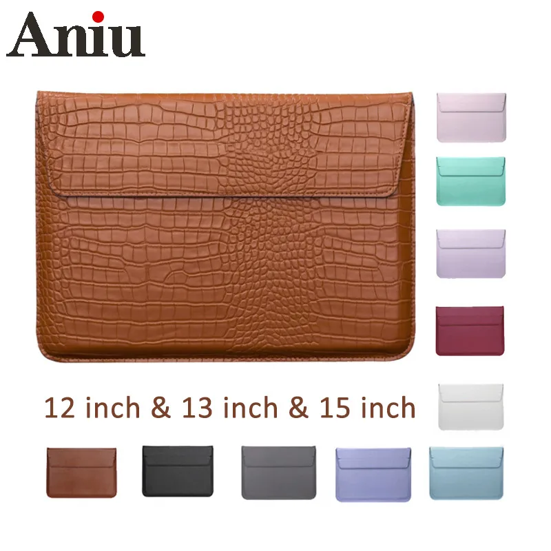

Laptop Bag for Macbook Air 13 Case 11 12 15 Pro 13.3 15.4 Retina Unisex Sleeve Envelope Fundas PU Leather Sleeve Notebook Pouch