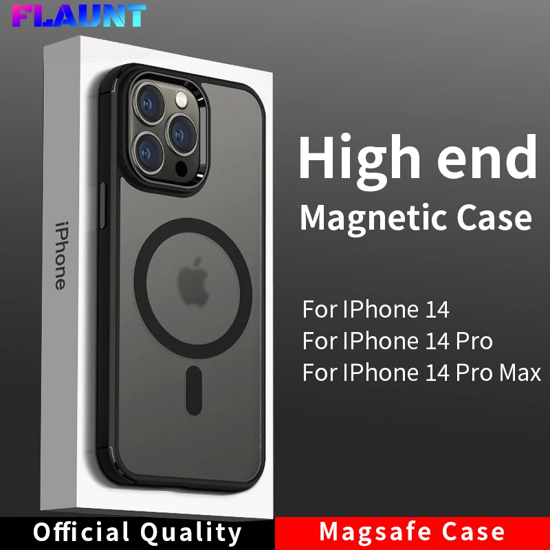 

Luxury Strong Magnetic For iPhone 14 Pro Max Case Wireless Charging Transparent Matte Shockproof Cover For Magsafe Phone Cases