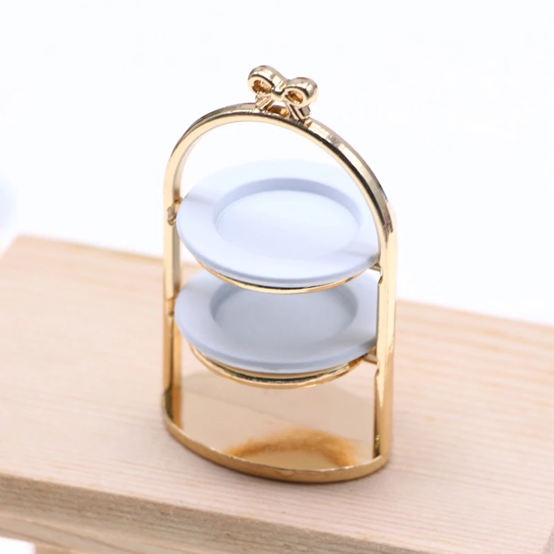 1:12 кукольный домик миниатюрная металлическая подставка для десерта с тарелками