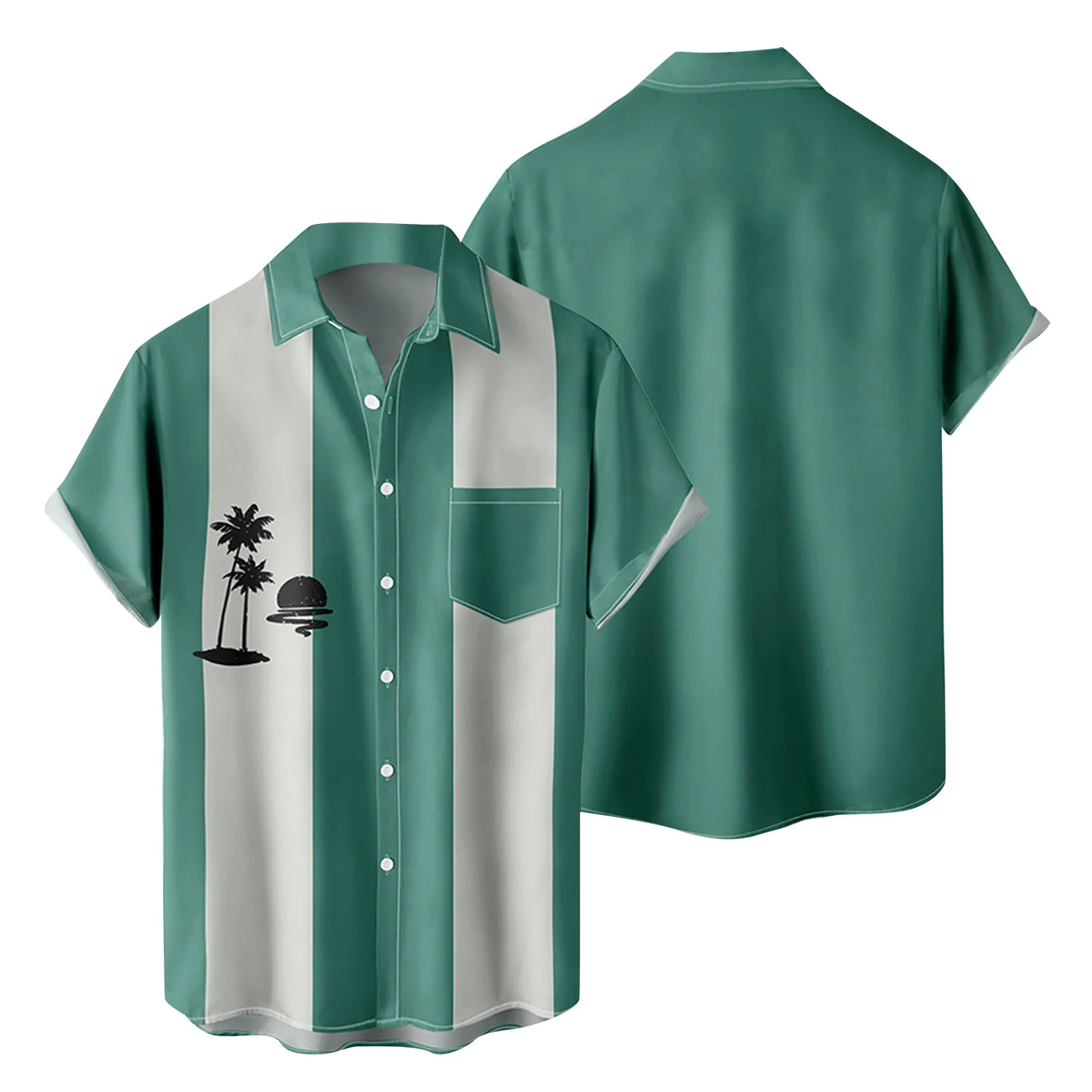 

Floral Long Sleeve Shirt Mens Fashion And Leisure 3D Digital Printing Buckle Pocket Lapel Short Sleeve Men Fall Clothes Fashion