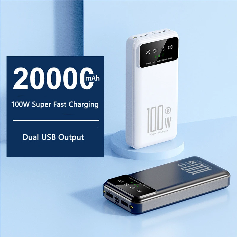 

20000mAh Power Bank 100W Super Fast Charging Powerbank for iPhone 14 13 Samsung S22 Huawei Xiaomi Mi Poverbank External Battery
