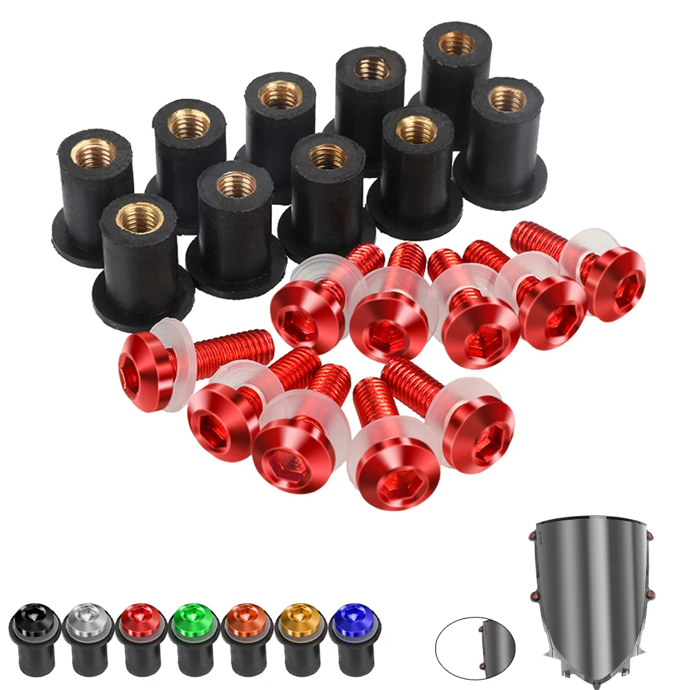 

10 Pieces 5MM Motorcycle Windshield Bolt Windscreen Mounting Screw Kit For DUCATI 748 1994 1995 1996 1997 1998