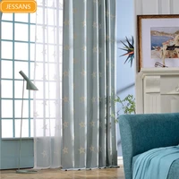 modern simple artificial cotton embroidered curtains for living room bedroom curtain fabric