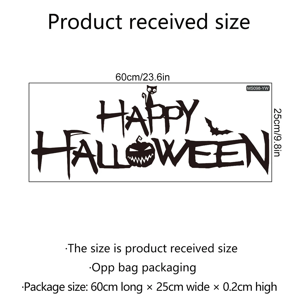 

1PC Halloween Wall Sticker PVC Black Wall Stickers Store Home Decoration Vinyl Mural Art Decals Halloween Decoration