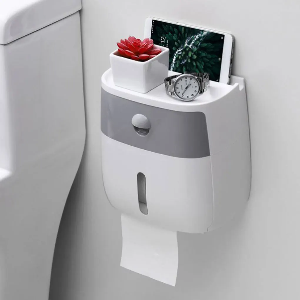 

Waterproof Toilet Paper Holder Plastic Paper Towels Holder Wall Mounted Bathroom Shelf Storage Box Portable Toilet Roll Holder