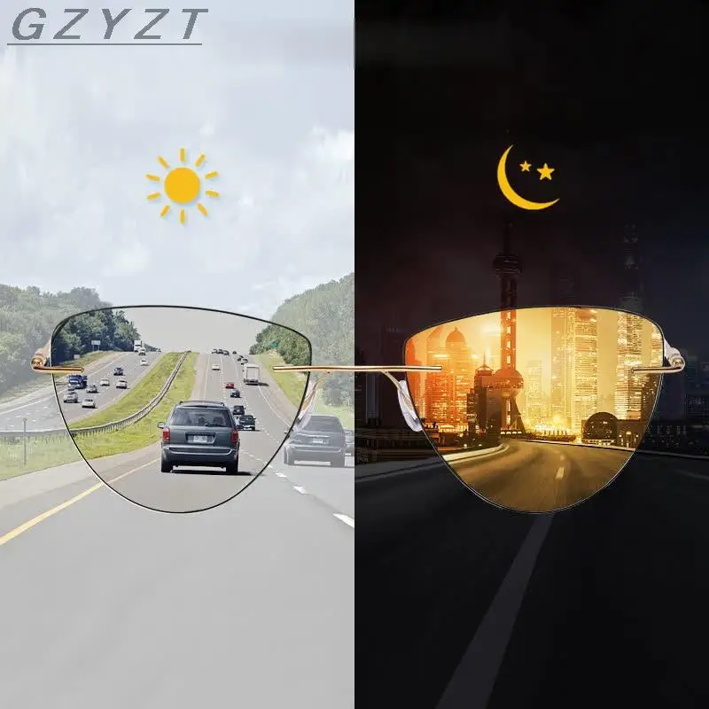 

Ultralight Design Rimless Sunglasses For Men Polarized Sun Glasses Women Photochromic Triangle Frame zonnebril heren