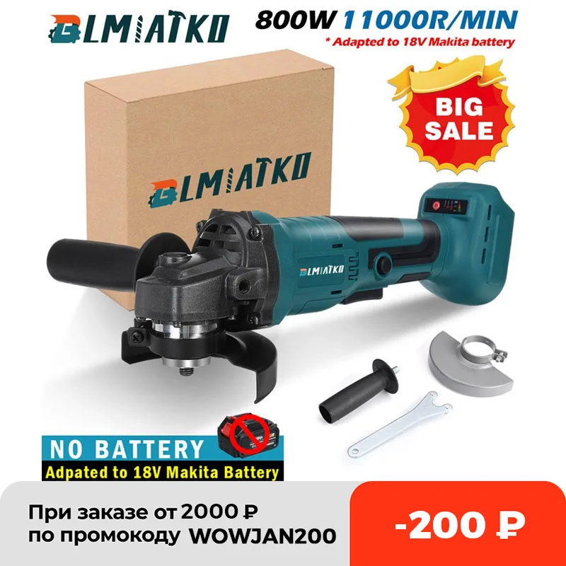 

BLMIATKO 800W 125mm 3 Speed Brushless Cordless Impact Angle Grinder For Makita 18V Battery Power Tool Cutting Machine Polisher