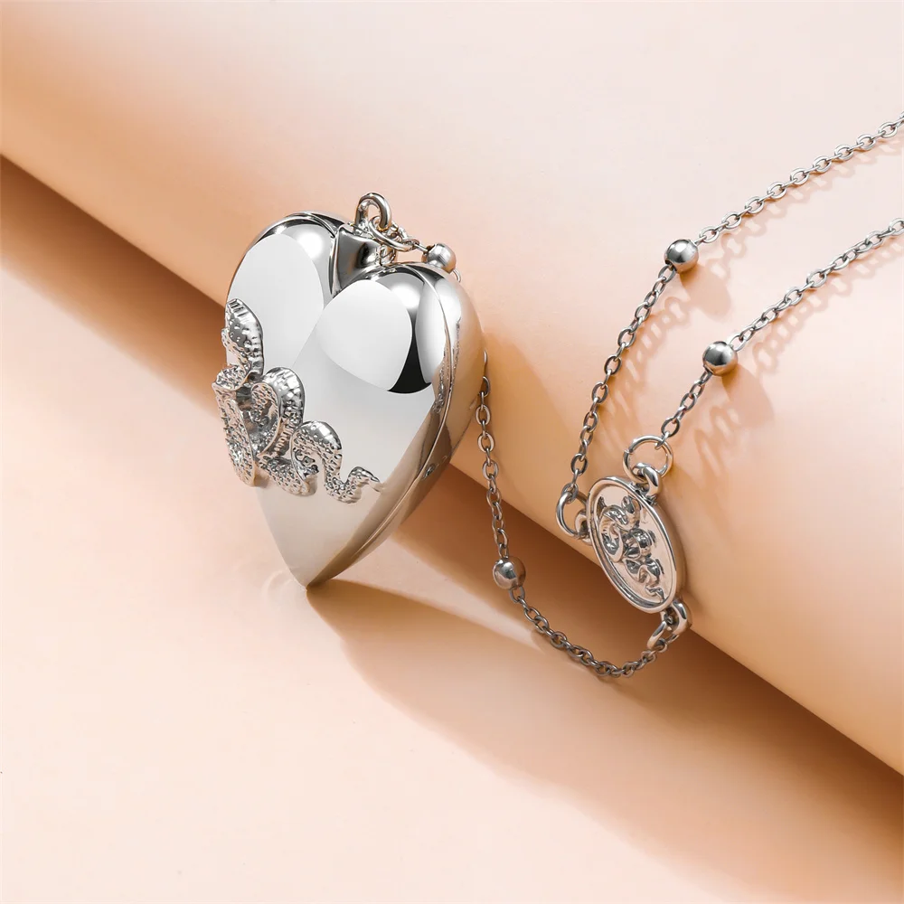 

Trendy Silver Plated Ldr Heart Necklace High Quality Luxurious Jewelry Lana Del Rey Series Woman Pendant Chain
