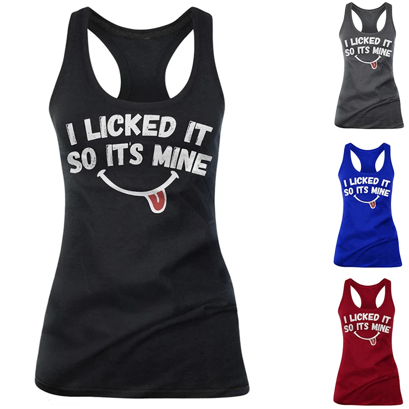 

Women's I Licked It So It's Mine Print Tank Sleeveless Shirts
