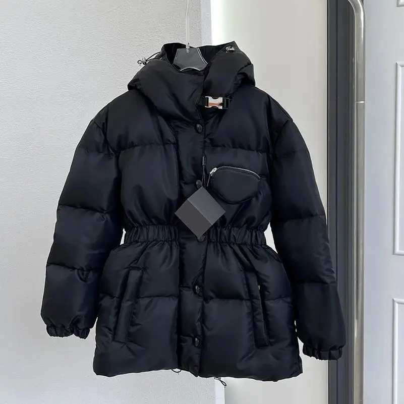 

New Women Winter Long Cotton Coat Zippered Pocket Letter Luxury Clothing Black Designer Tops Fashion Coat Black Cotton Clothes