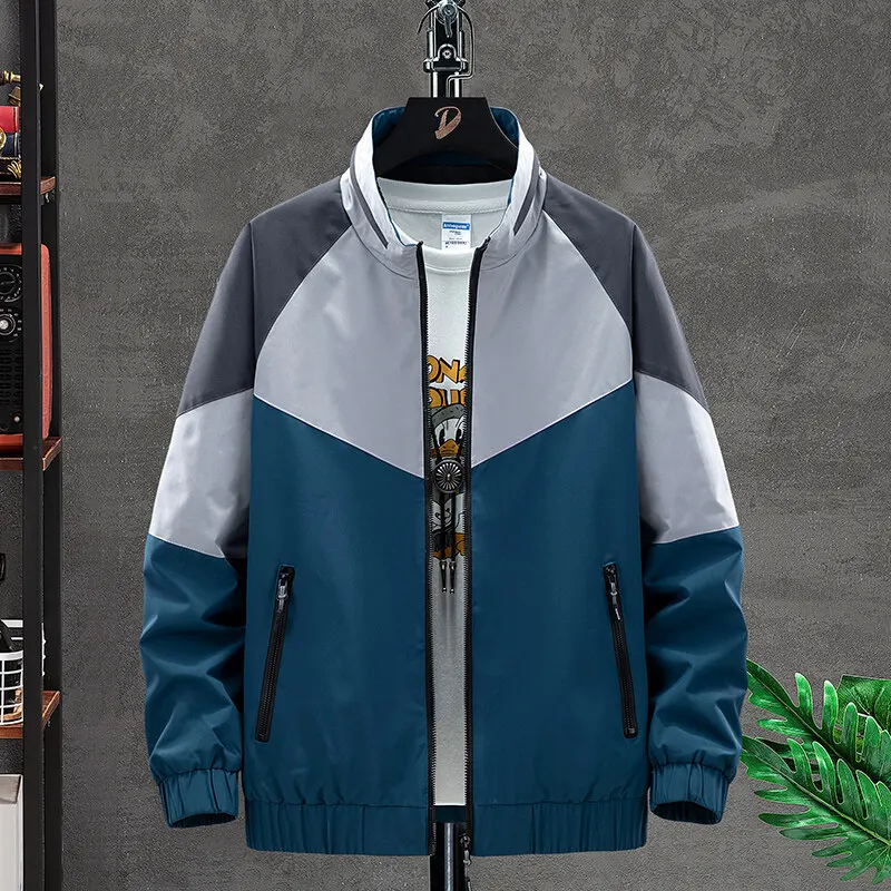 

2022 Men's Spring New Trend Slim Casual Jacket Stand Collar Three Colors Color Matching Casual Jacket Windbreaker