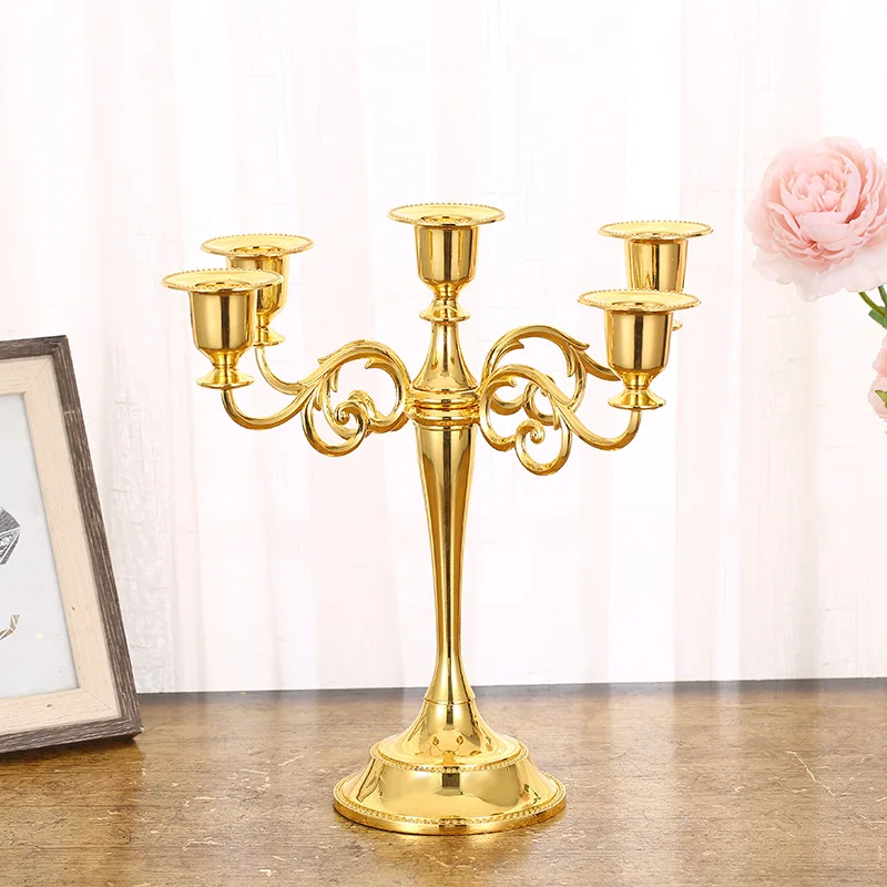 5 Arms 3 Arms Gold Silver Black Bronze Metal Candle Holder Stand for Wedding Party Restaurant Bar Decoration Candlestick