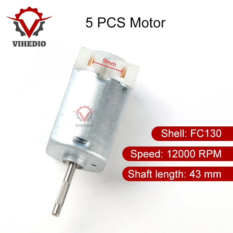 

5 PCS OEM Motor FC130 DC 12000 RPM 43mm DIY Engine For Car Replacement Power Accesseries Forward Rotation Toy High Quality